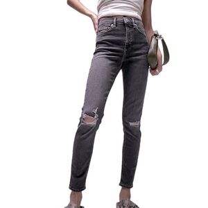 Topshop Jamie jeans with knee rips in dirty gray